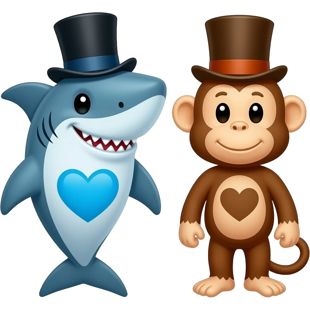 🦈🎩🩵-🐒🎩🤎 emoji