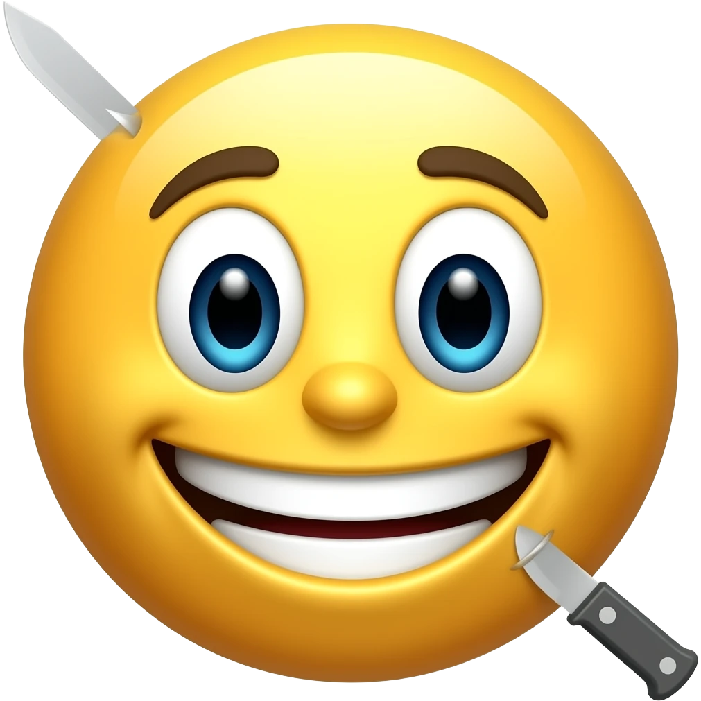 Smiley face getting stabbed wit a knife emoji
