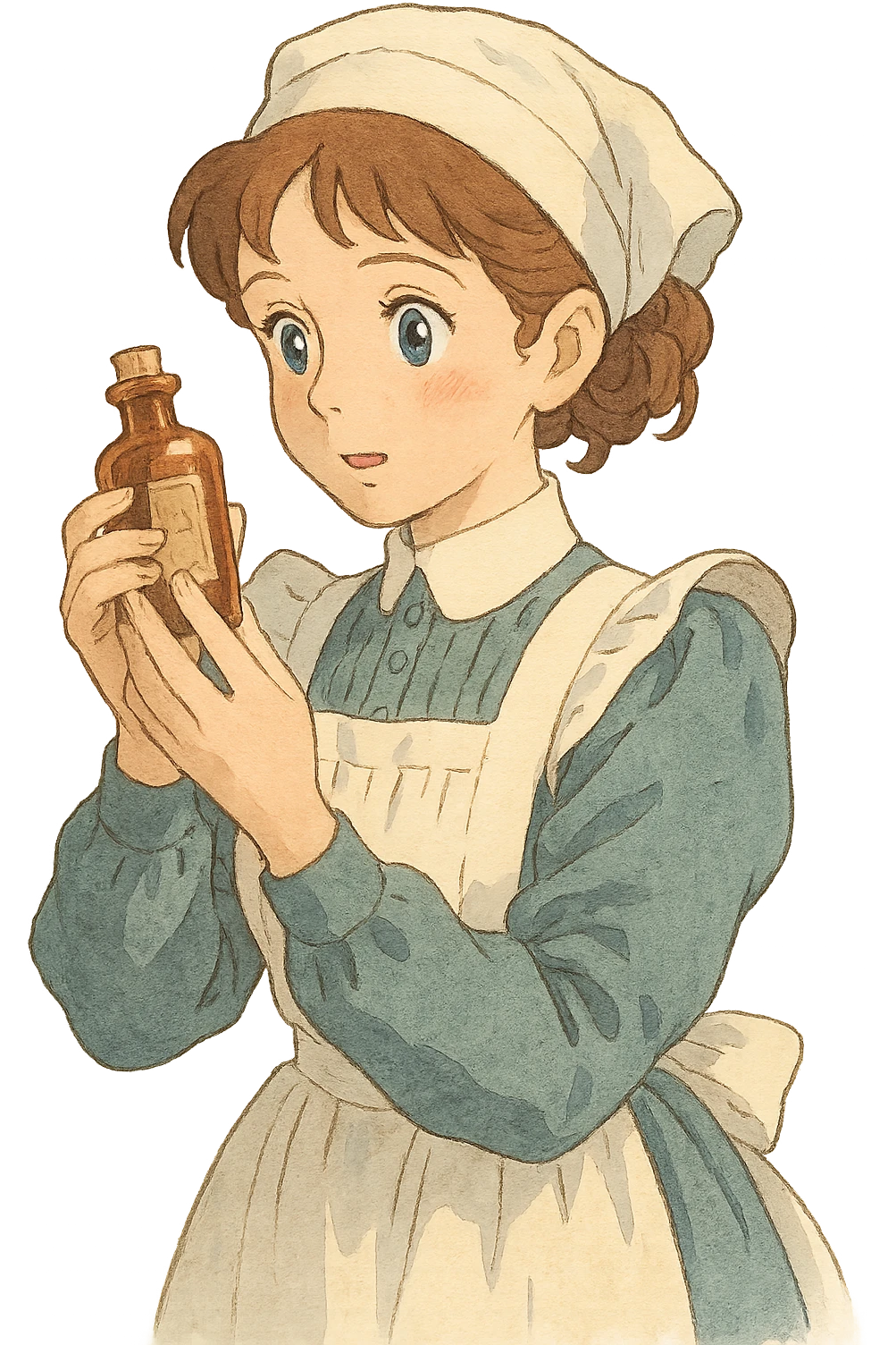 victorian nurse holding a medicine bottle emoji