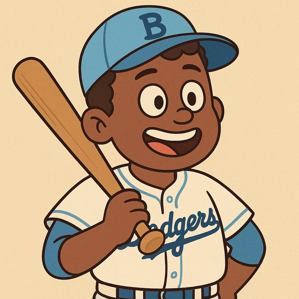 Light blue Little people pictures a boy Jackie Robinson Witam by 20 Label Sanches Vegas Mustined by Linzie Heater emoji