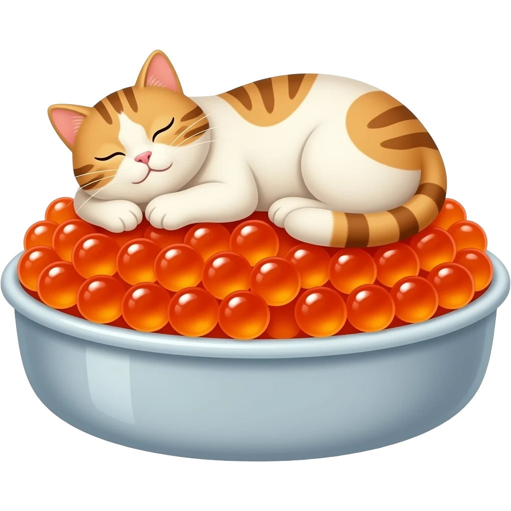 a cat napping on top of trout roe emoji