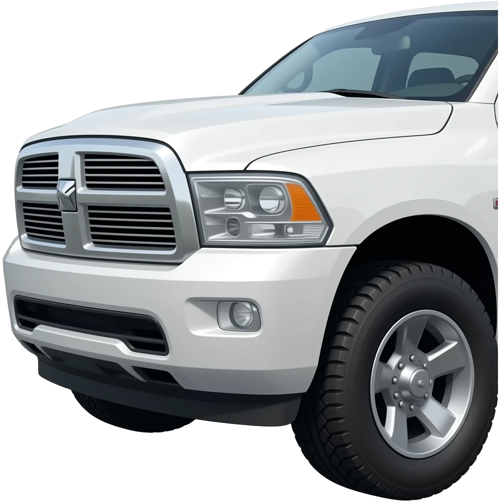 White ram 2500 Cummins front corner emoji