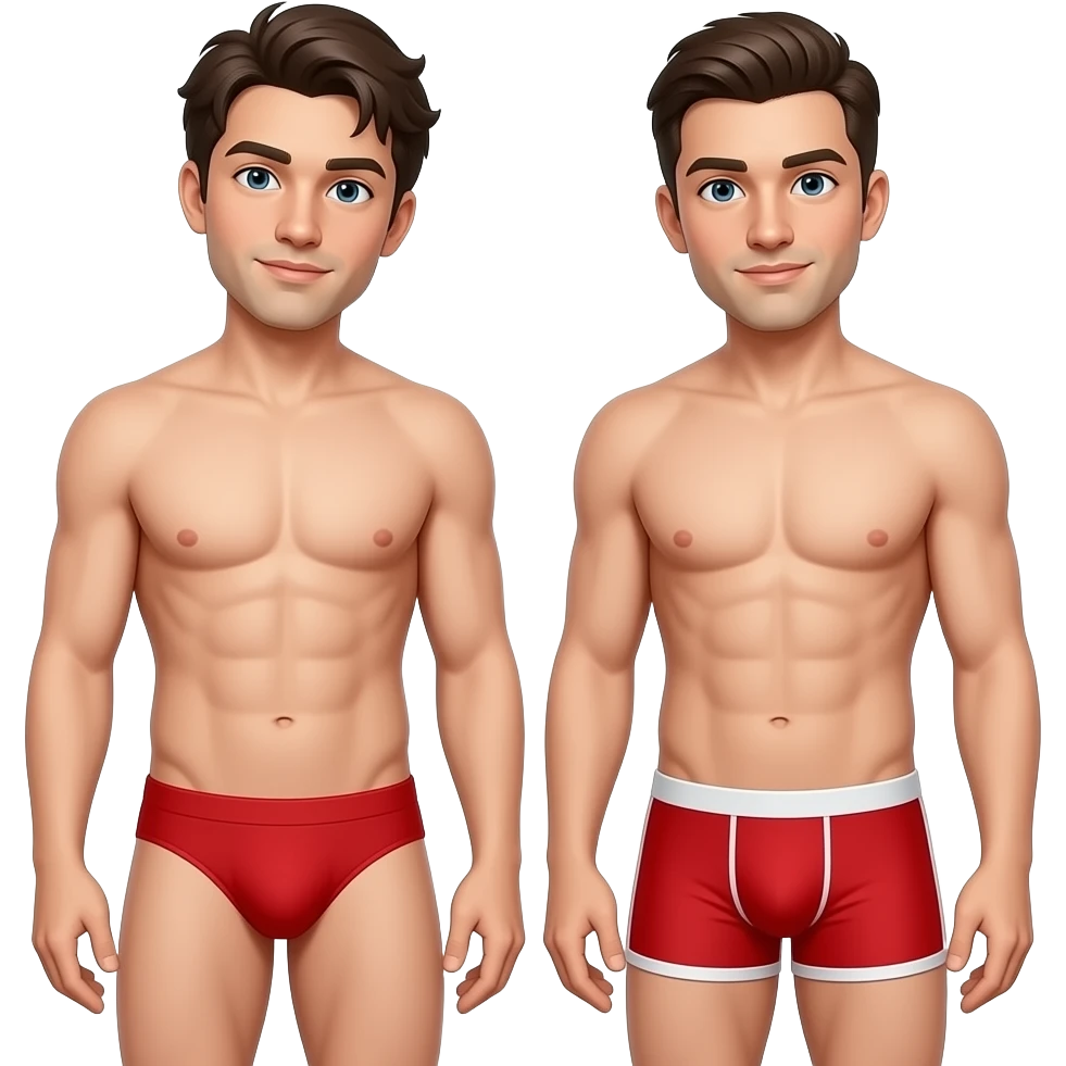 2 red underwear thong for men wearing it 2 men low angle emoji