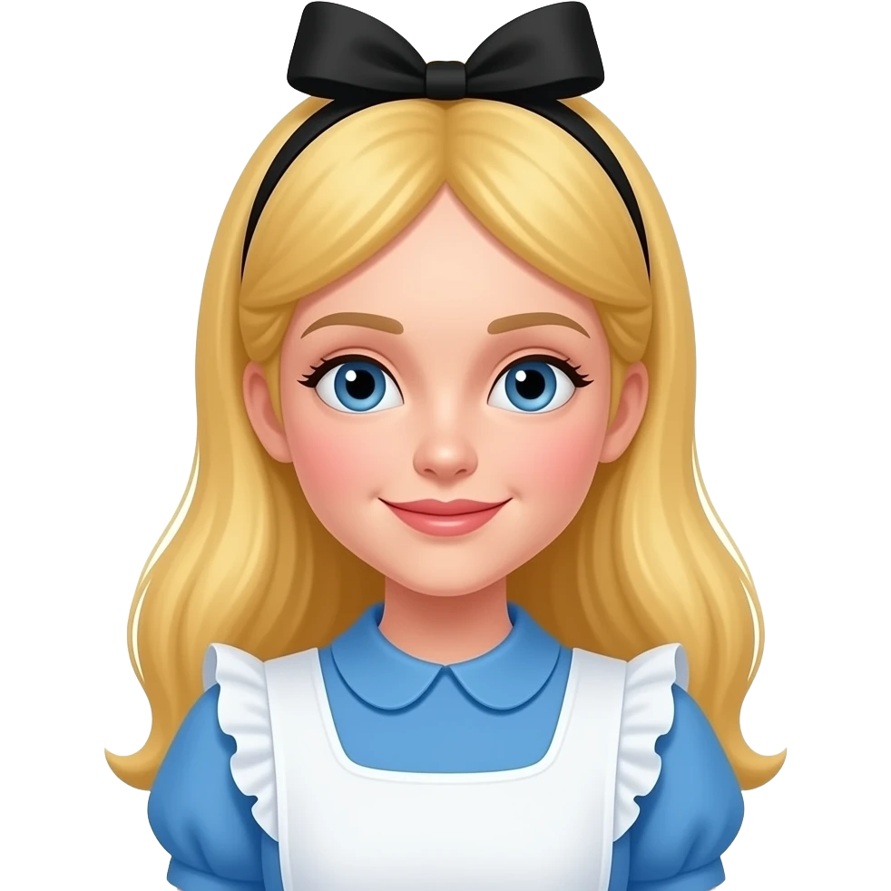 Quiero un personaje parecidoa Alicia en el Pais de las maravillas con aspecto afrancesado emoji