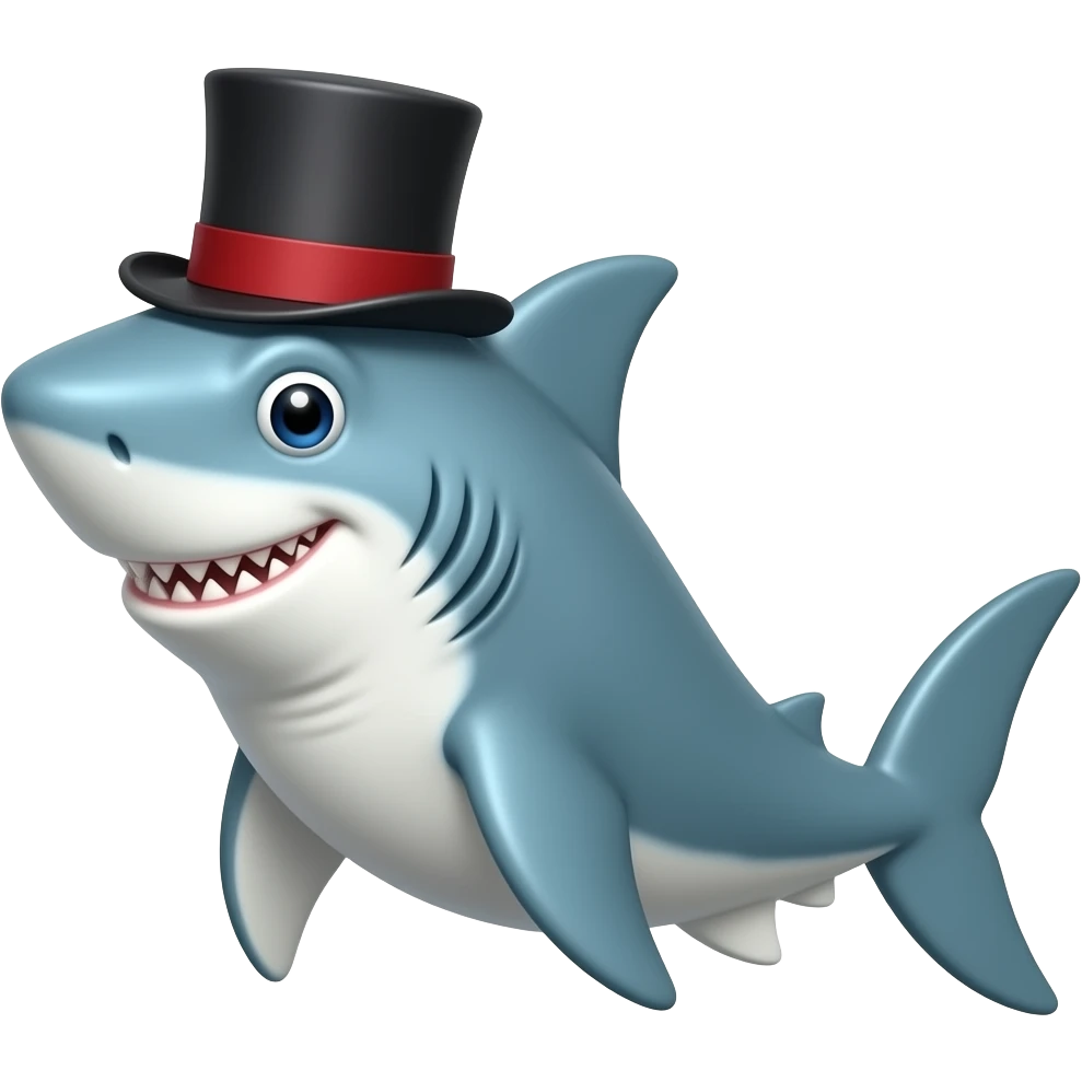 Shark with a top hat emoji