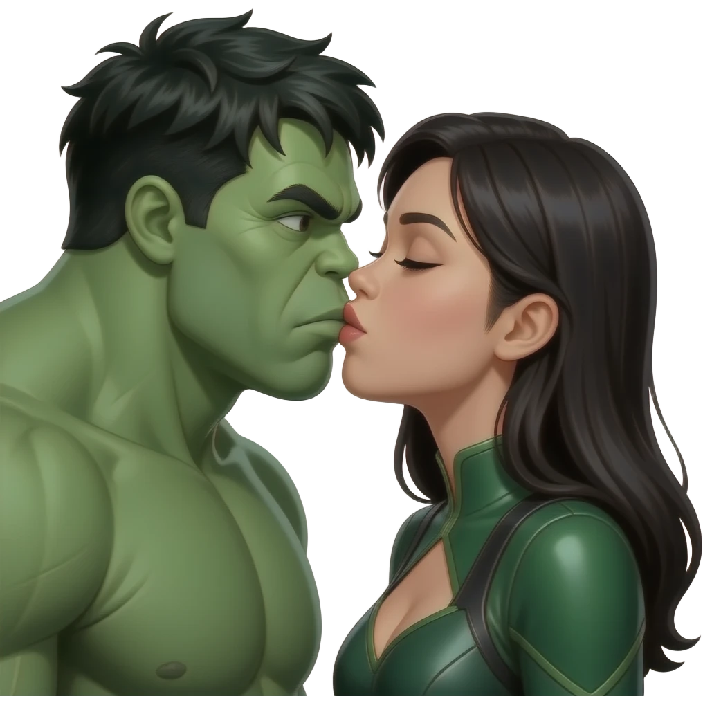 hulk  and hulk woman yong    kiss kiss creepy emoji