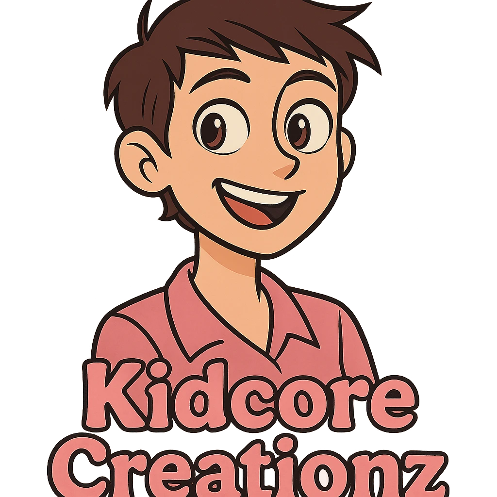 Lightskin girl with a pixie cut
pink blouse
brown eyes
expression is smiling
Add the word Kidcore Creationz in Pink emoji