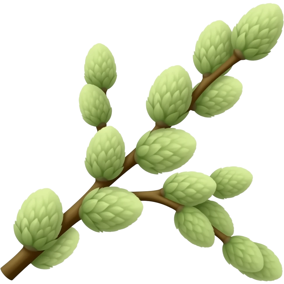 a detailed branch with willow catkins emoji