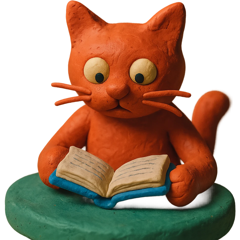 red cat reading a book emoji