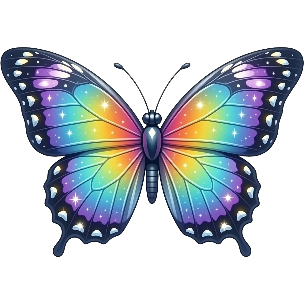 Rainbow-Shiny-Gem-Crystal-Glitter-Nebula-Gradient-Sparkle-Stars-Glossy-Butterfly emoji