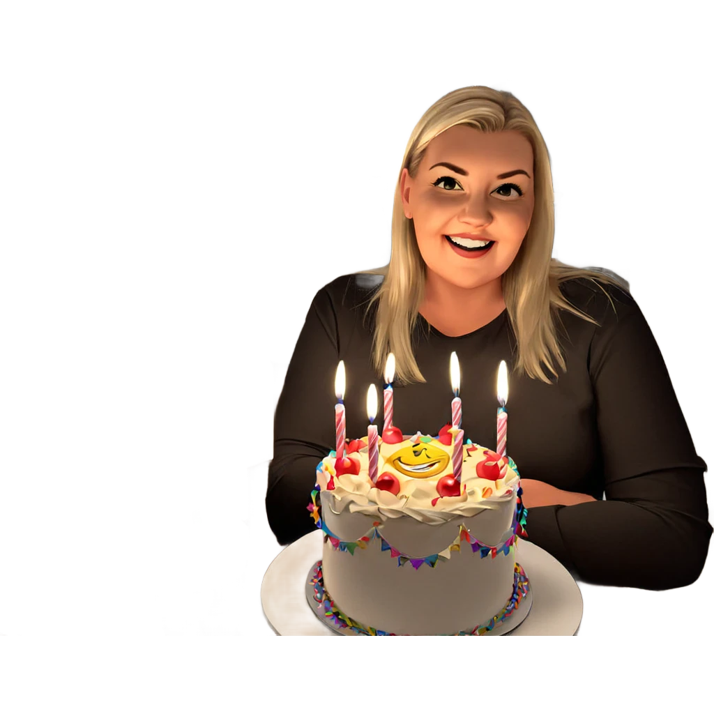 birthday celebration with a smile emoji