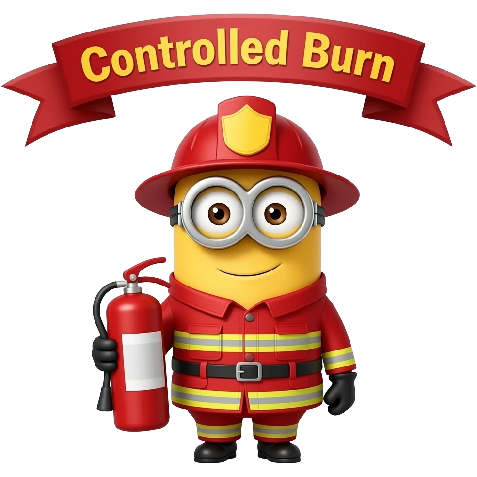 Firefighter minion text Controlled Burn emoji