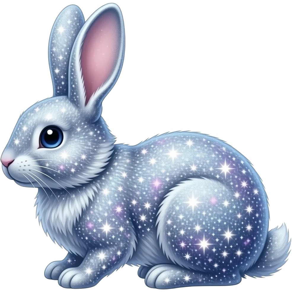 Celestial bunny, shimmering shiny galactical starry sparkling emoji