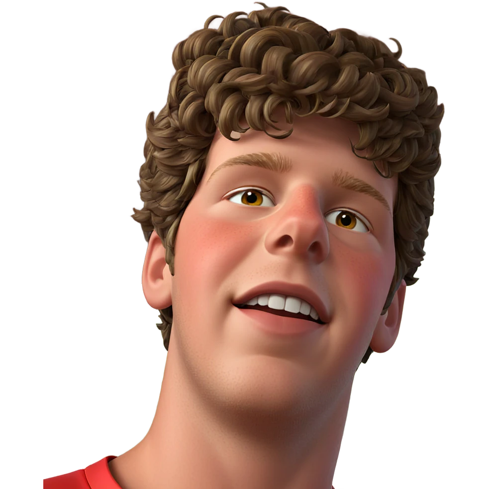 portrait of a boy in red emoji