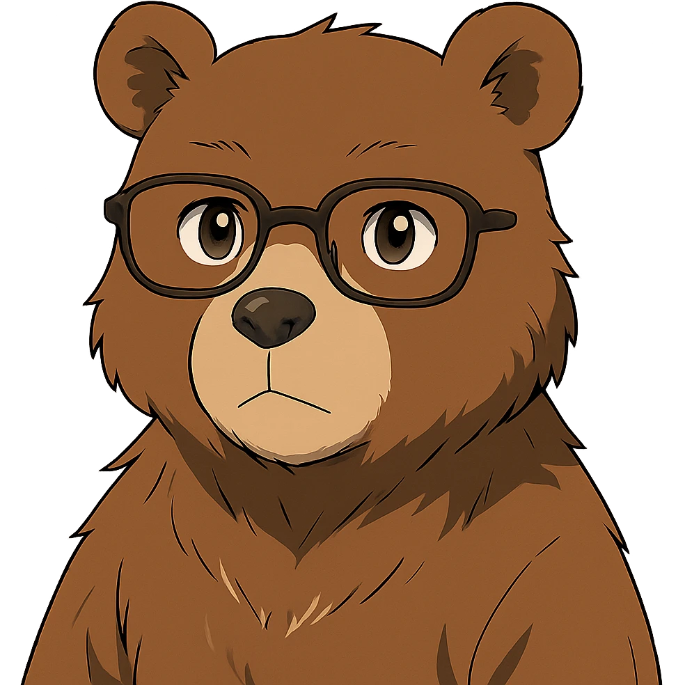 anime style bear wearing glasses emoji