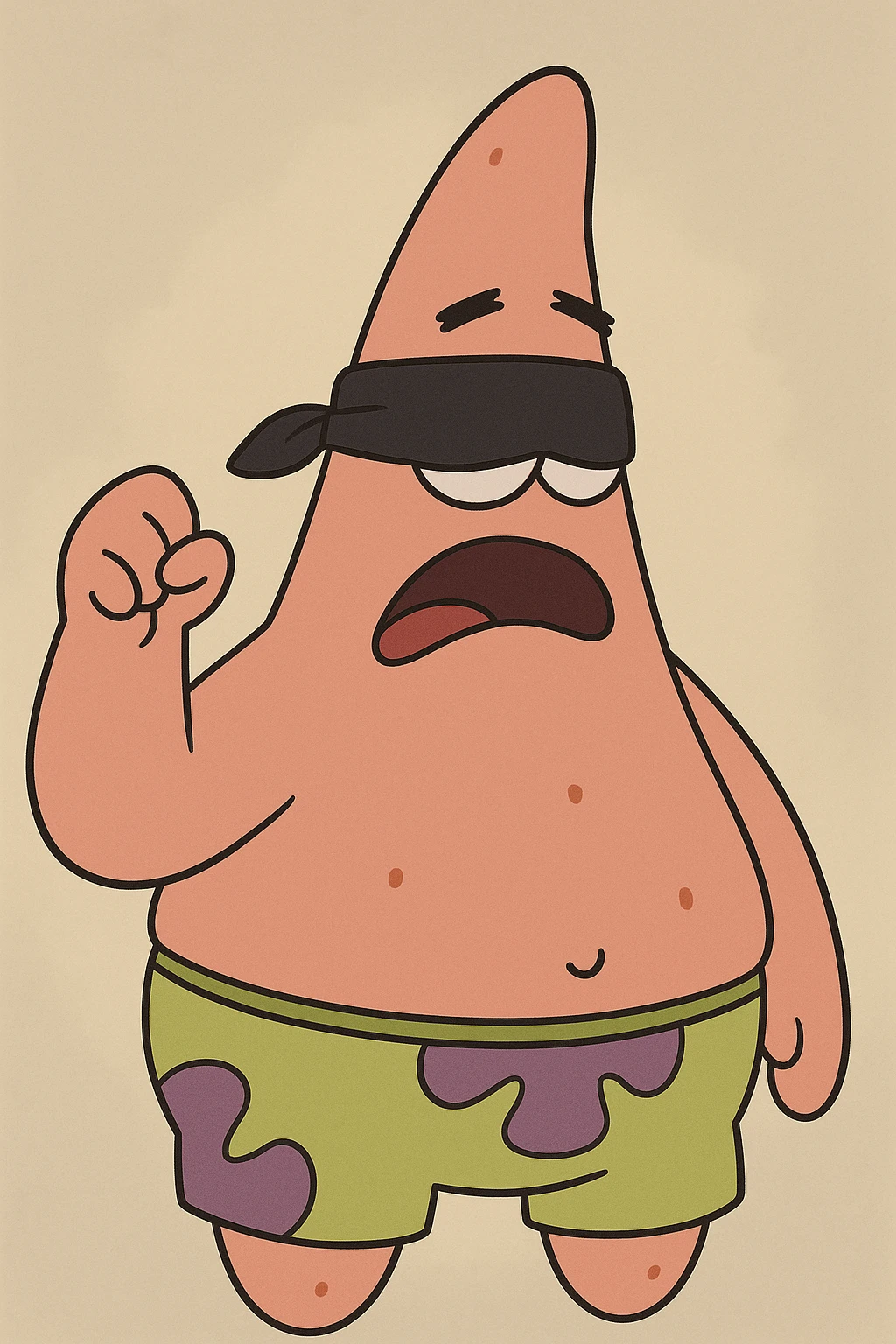 Patrick Star from SpongeBob SquarePants wearing a blindfold, cartoon style emoji