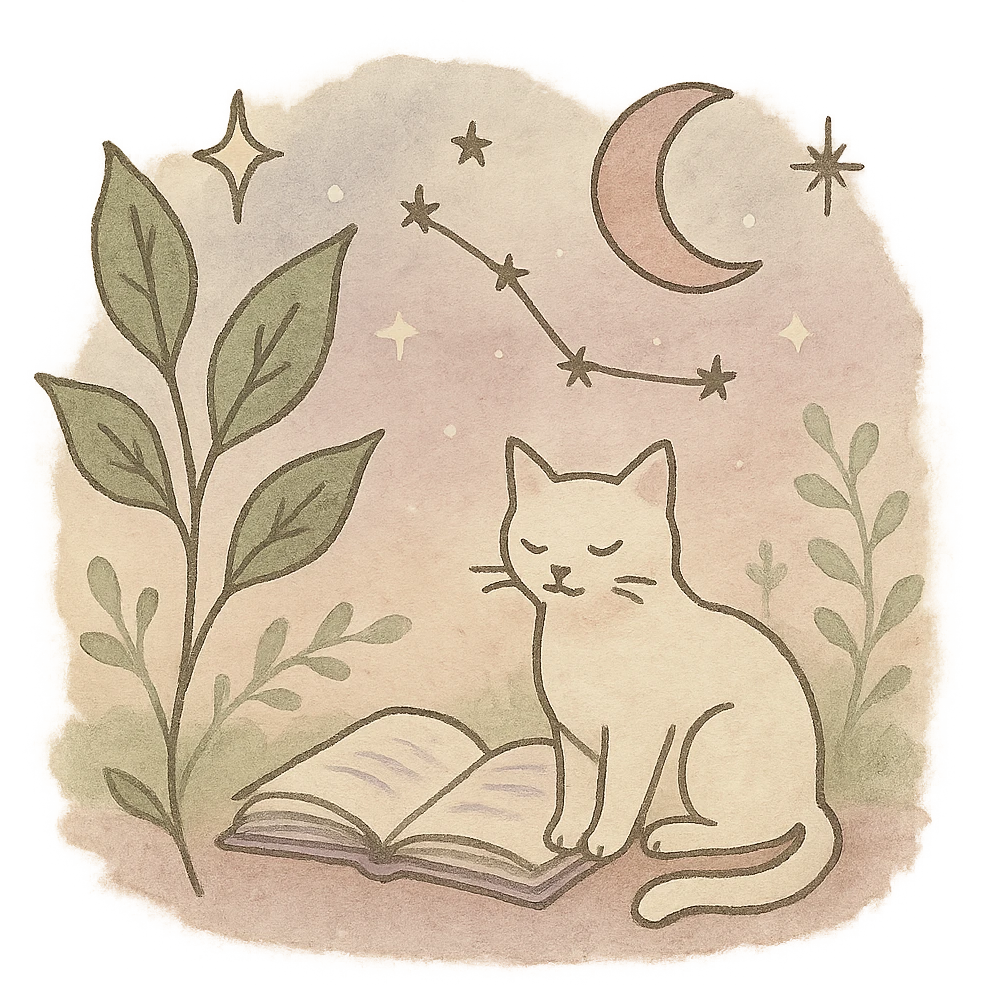 A gentle, poetic digital illustration in the style of “Jardim da Ju”. The scene blends nature, cosmos and tenderness — hand-drawn lines, soft textures, and muted pastel tones (sage green, lilac, rose, cream). Elements like leaves, stars, cats, books, and celestial details coexist naturally. The mood is magical yet grounded, evoking sensitivity, reflection, and quiet intelligence. The lighting is warm and dreamy, with delicate sparkles and organic shapes. Artistic style: watercolor + fine line art, minimal, elegant, emotional and intimate.


(use conforme a IA utilizada)

Mood: magical realism, soft light, emotional, feminine, intellectual

Style keywords: watercolor, fine ink lines, pastel tones, digital illustration, cozy, slow aesthetic, minimal poetic composition

Colors: #9BA48A (verde sálvia), #E6B7B1 (rosa suave), #D0C3CC (lavanda névoa), #F6F1E7 (papel de chá), #2D2D2F (grafite noturno)

Objects recorrentes: folhas, flores, livros, chá, gatos, estrelas, constelações, velas, mãos, janelas abertas, estufas, estantes, sementes, instrumentos musicais

Emoção central: sensibilidade lúcida — calma, introspectiva e real emoji
