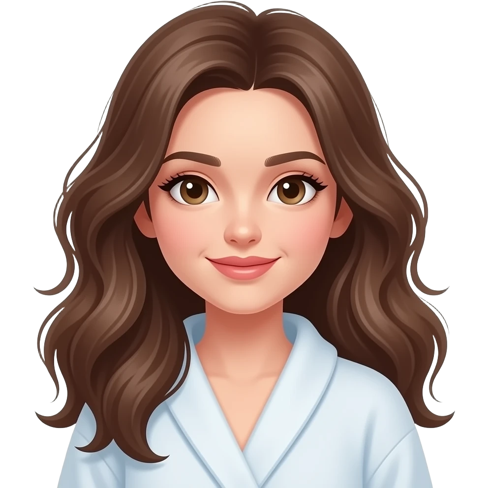 Красивая девушка в халате с распущенными волосами emoji