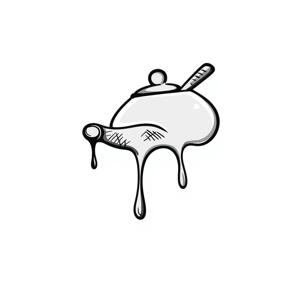 simple honey pot with honey dripping, hand drawn black outline doodle emoji