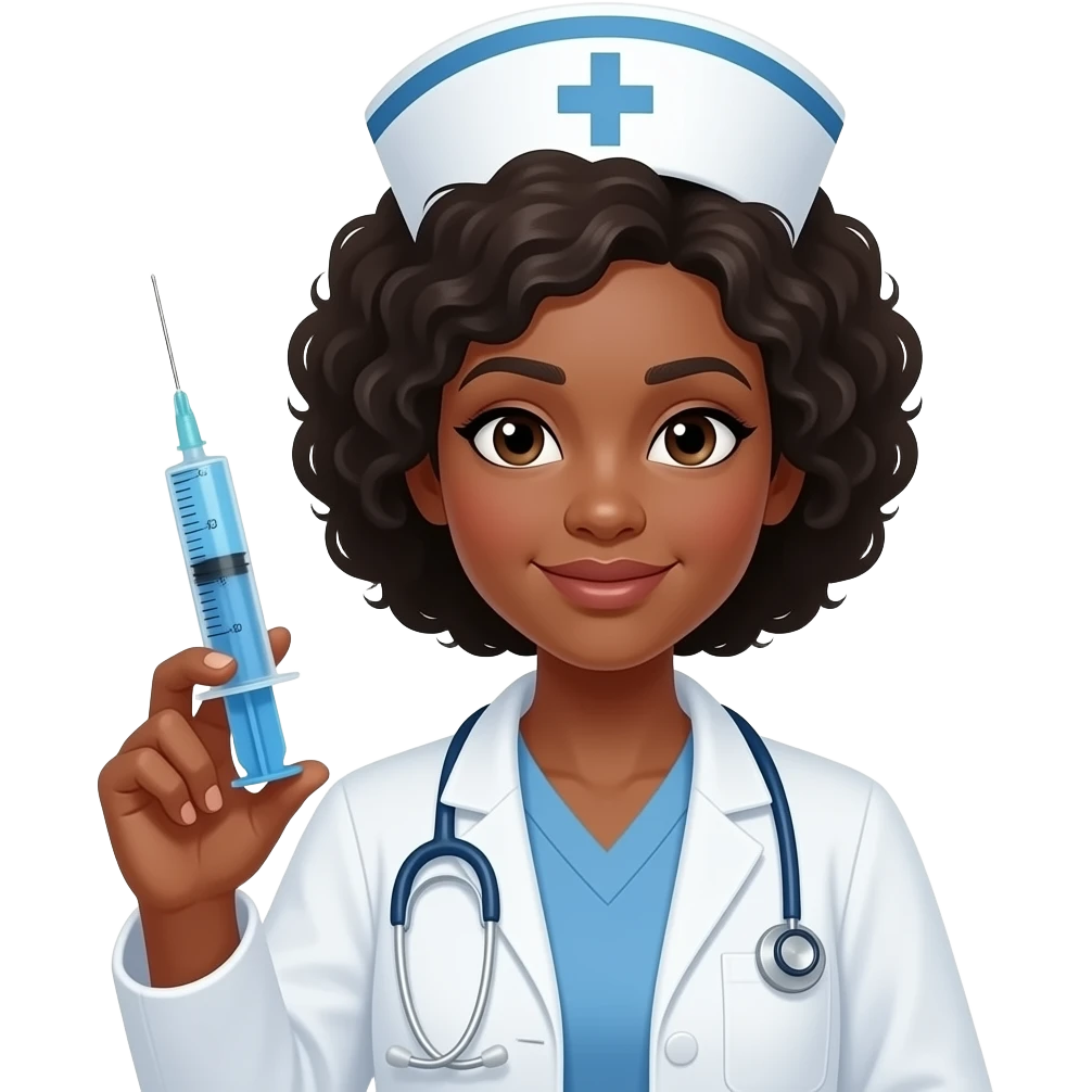 a black lady nurse with a seringue emoji