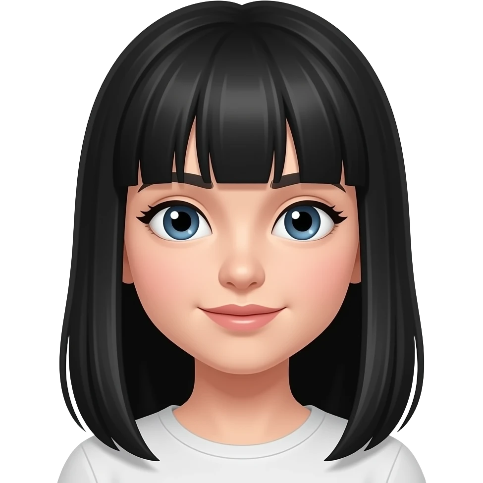 Siyah düz saçlı kız  daha düz ve uzun yanlardan gelsin emoji