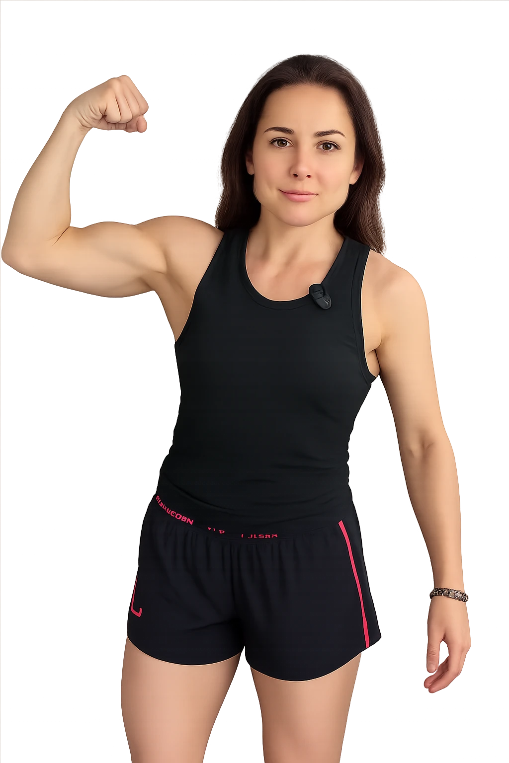 Donna in forma che fa il braccio contratto emoji