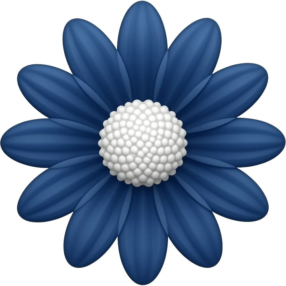 Simple daisy emoji but make it dark blue, make the center white emoji
