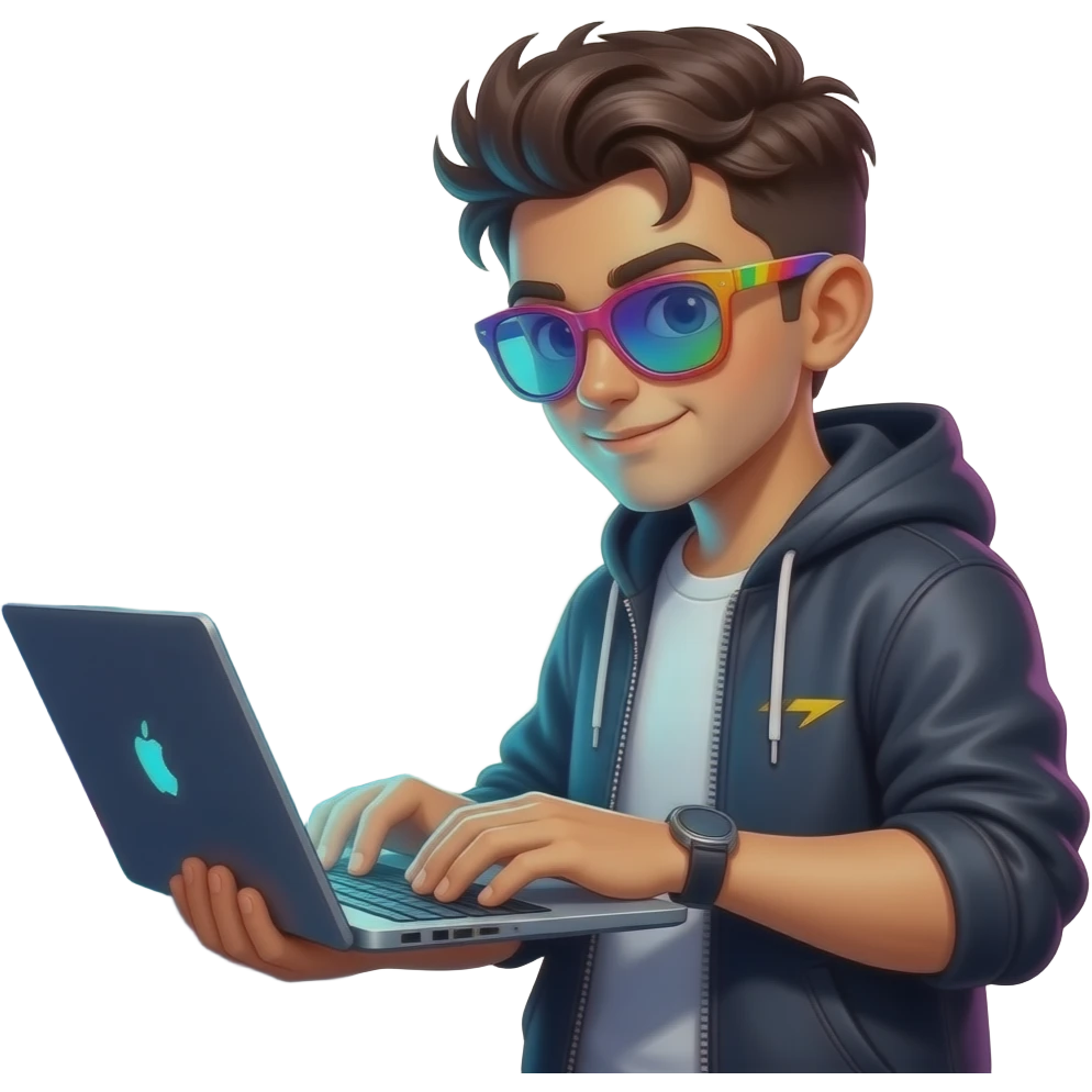 vibe coder with sport shades (multicolor) emoji