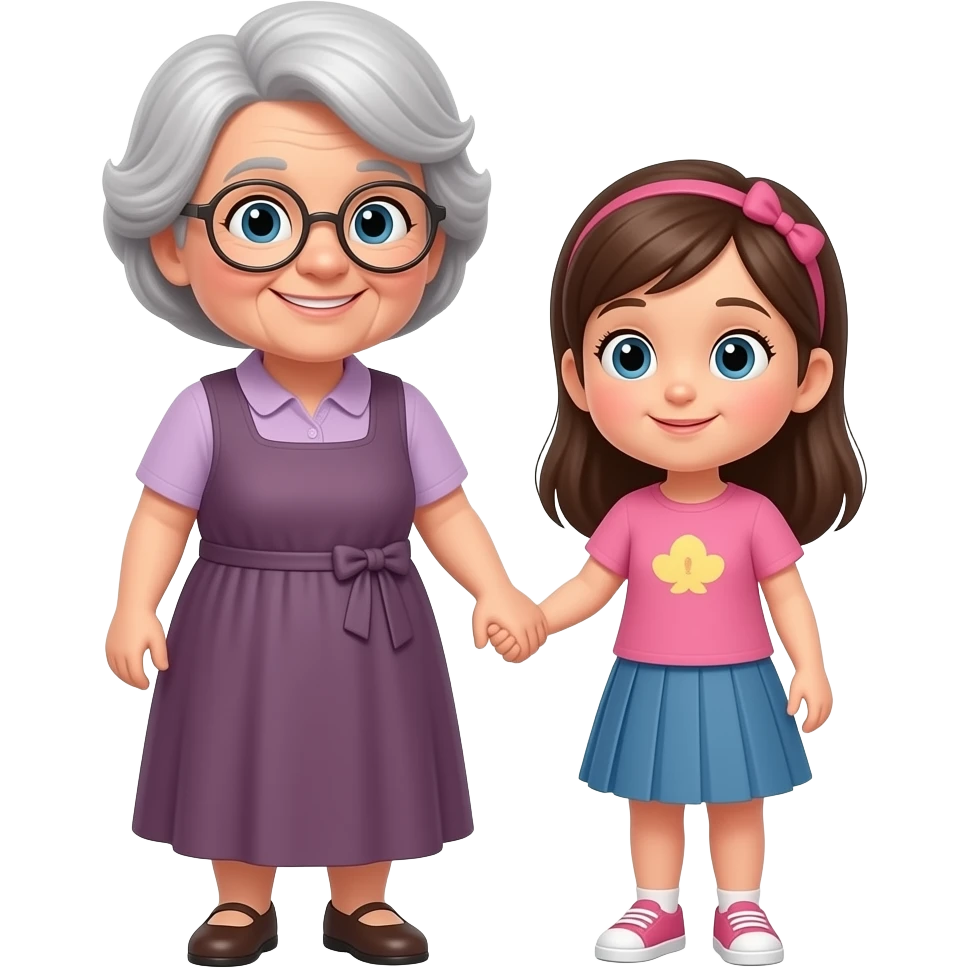 Grandma and girl holding hands
 emoji