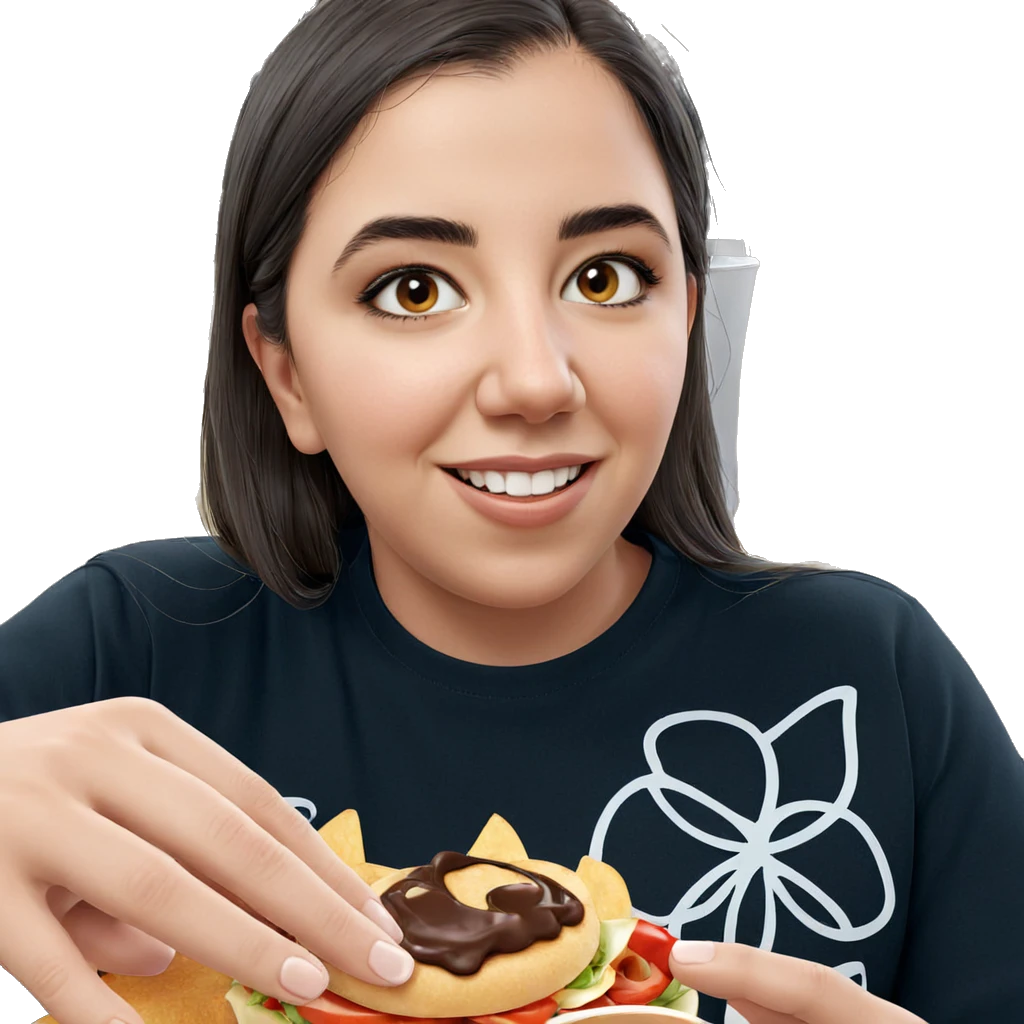 smiling girl enjoying her food emoji