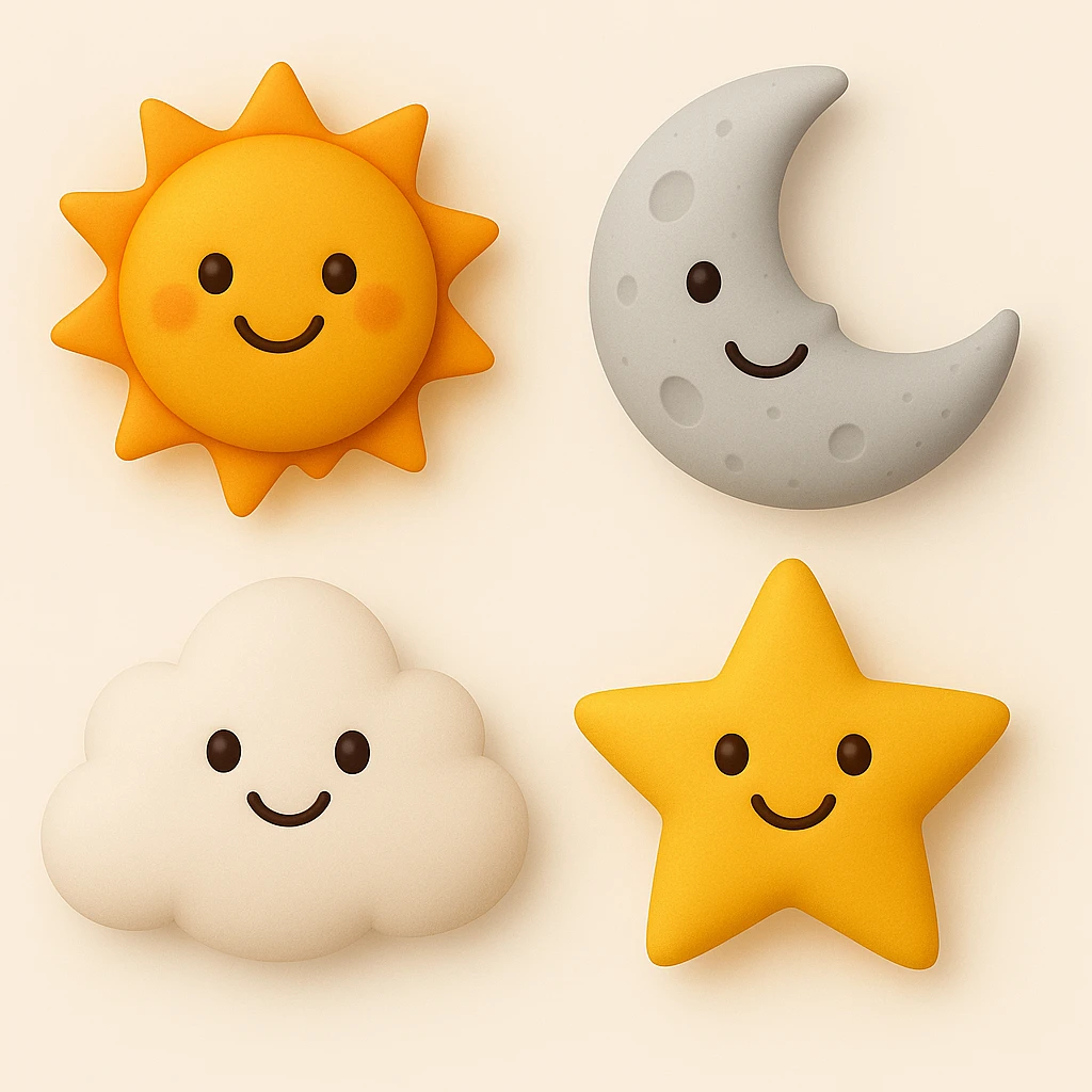 make four emojis in same style emoji