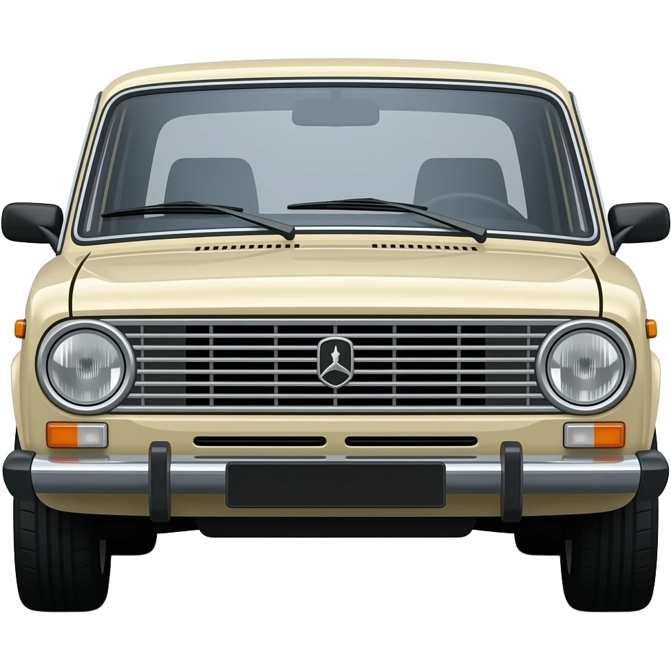 LADA car. Russian car. Model VAZ 2107. Realistic proportions. Front view. emoji