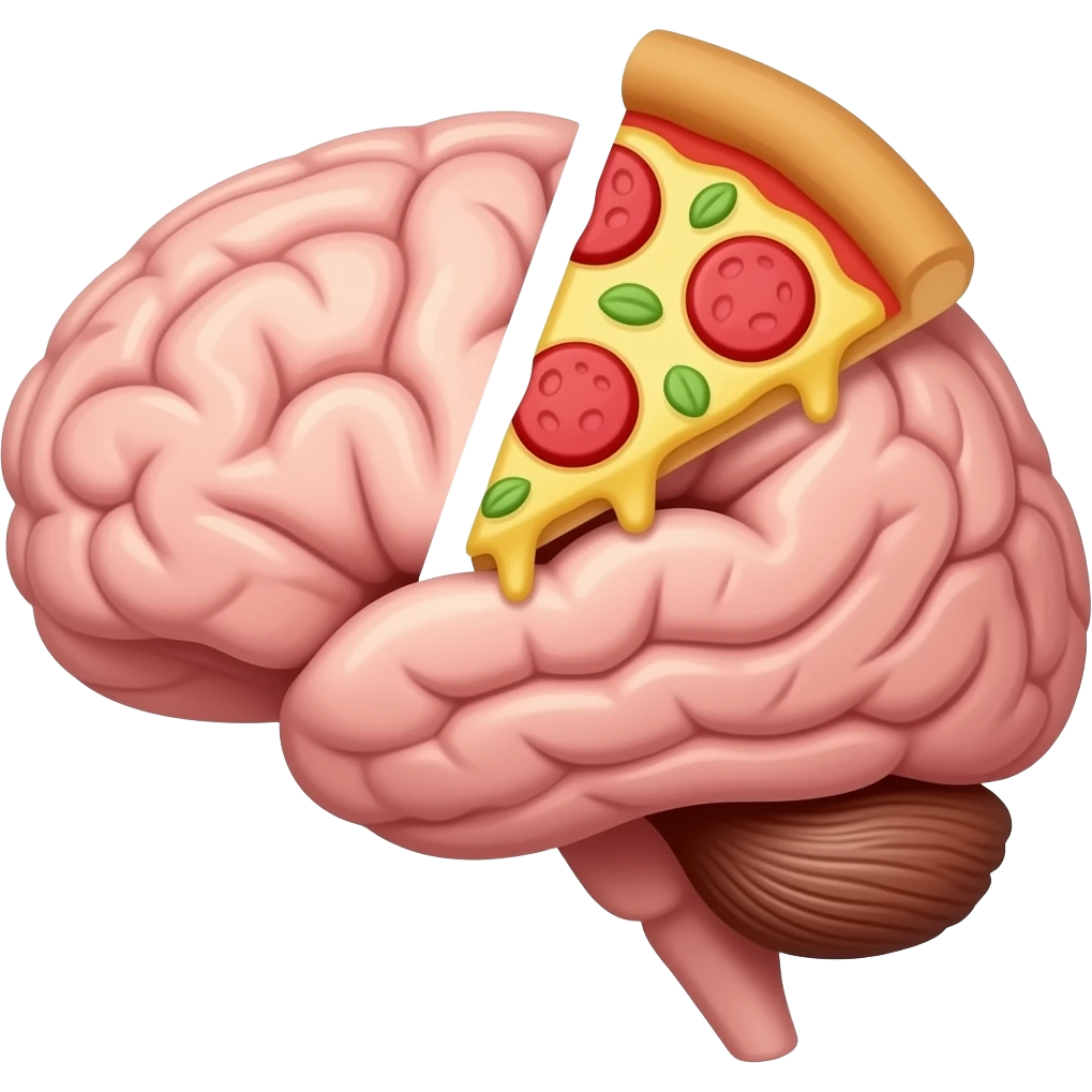 A brain whith 1 slice of pizza emoji