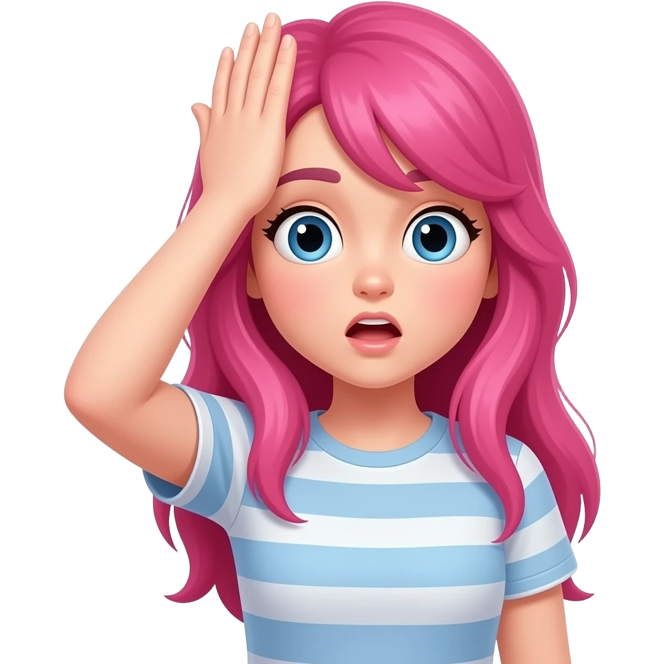 Girl with pink hair doing face palm emoji