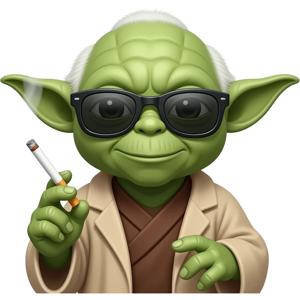 Yoda sun glass with cigarettes emoji