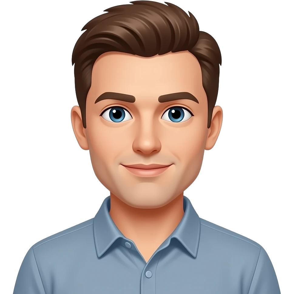 Brown hair white guy clean shaveed emoji