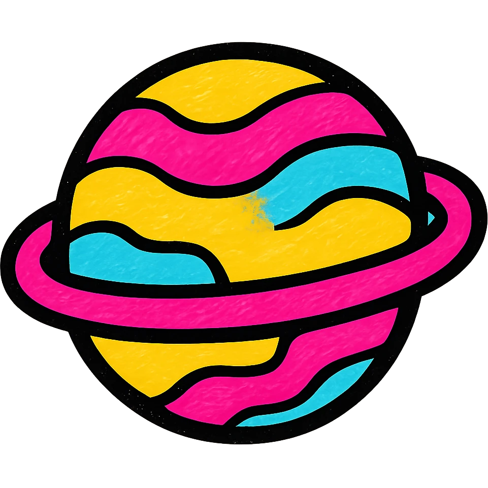 icon of a planet, vibrant, bold emoji