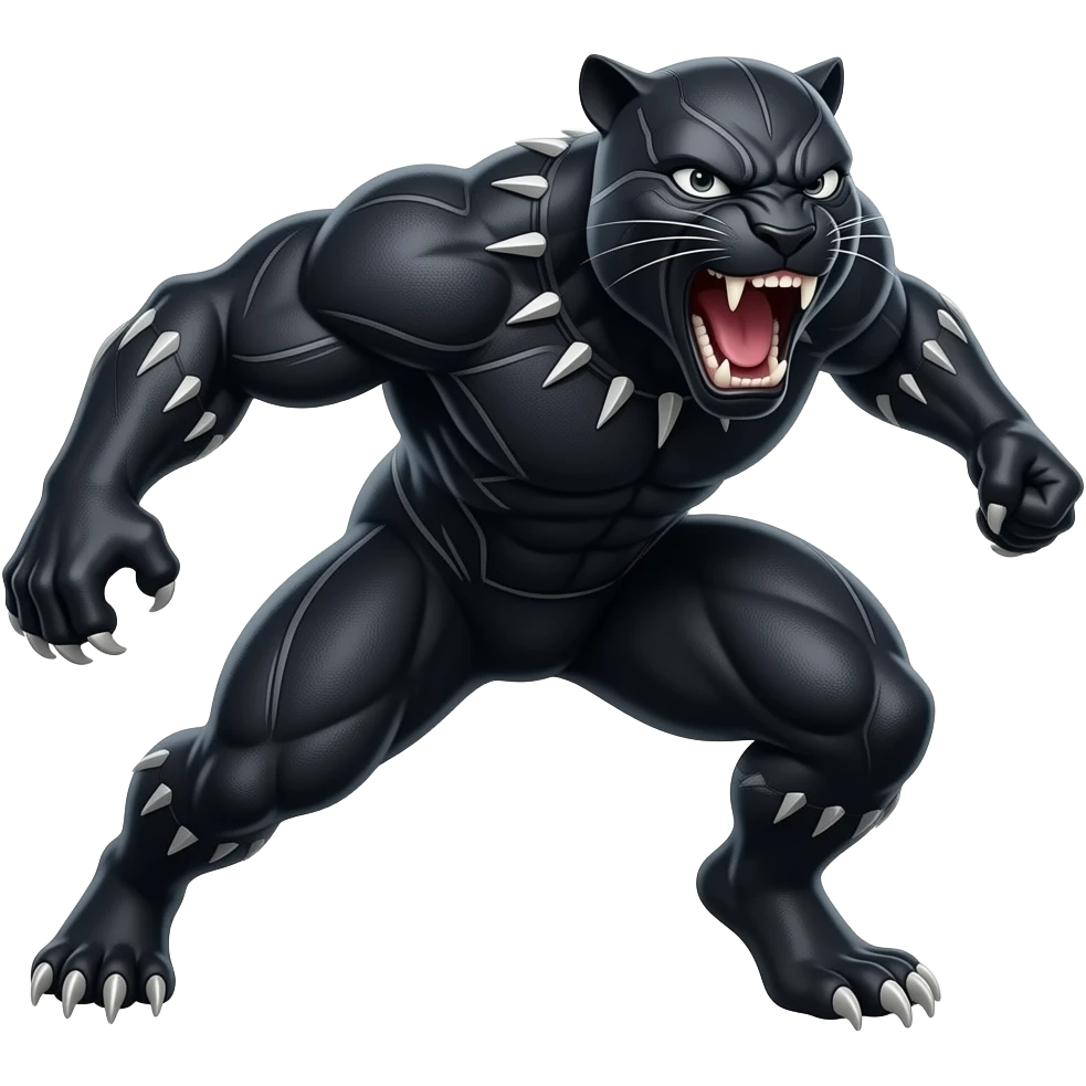 Realistic Black panther roaring emoji 2d image emoji