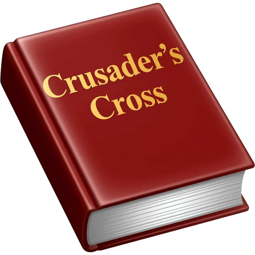 book on which red cover is written in golden font Crusader's Cross emoji
