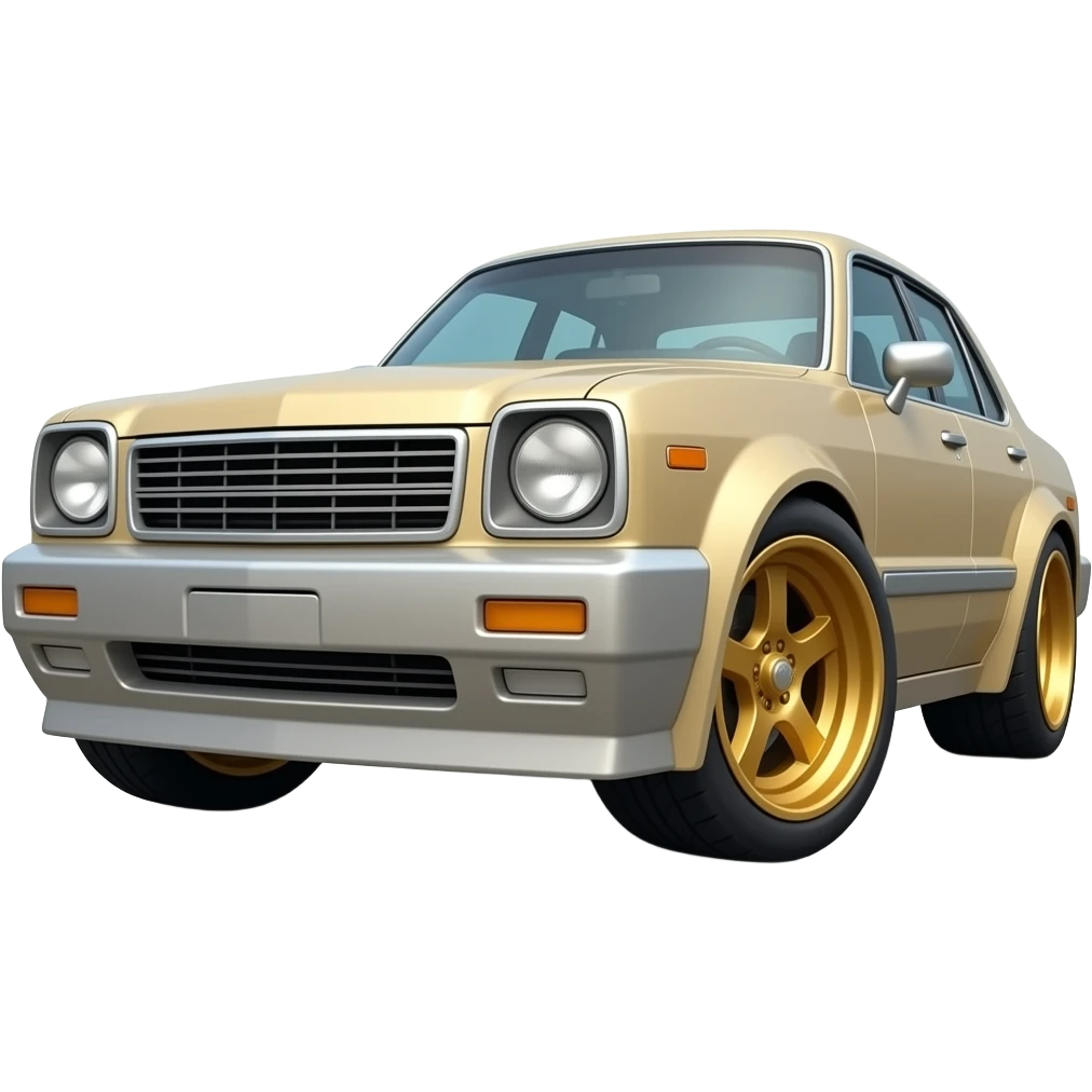 low rider old school car with big gold rims emoji