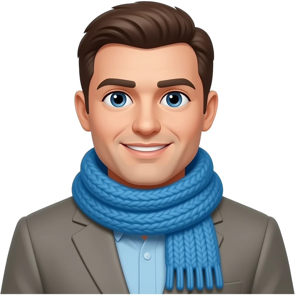 man in winter with blue scarf emoji