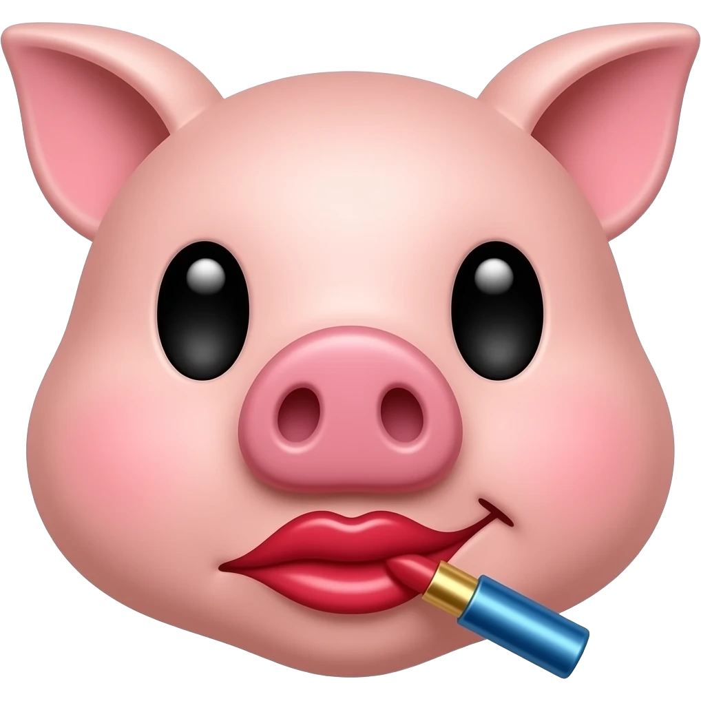 pig applying lipstick on its lips emoji