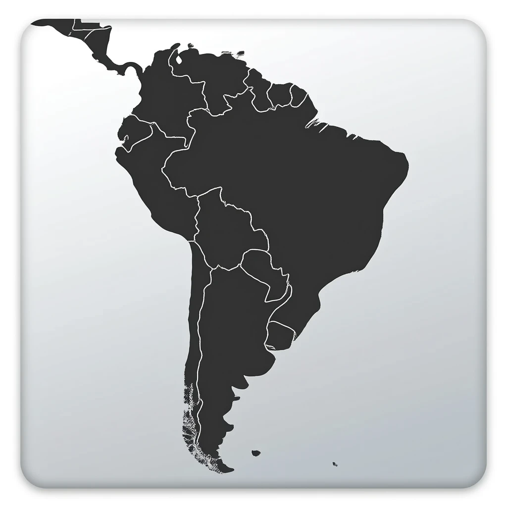South America map Clipart only the outline in black emoji