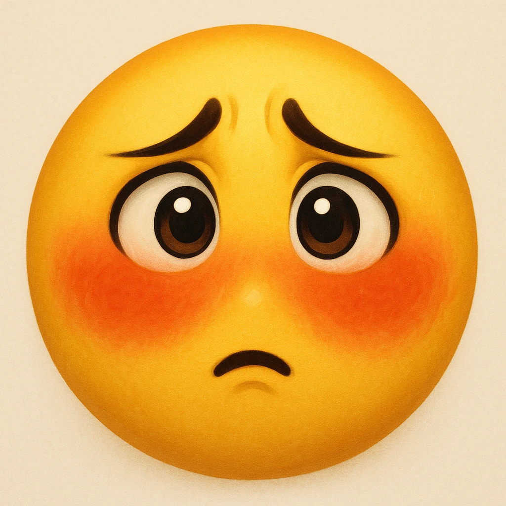 yellow face emoji with dramatic blush emoji