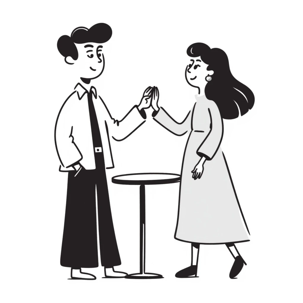 A young man and woman meeting for the first time emoji