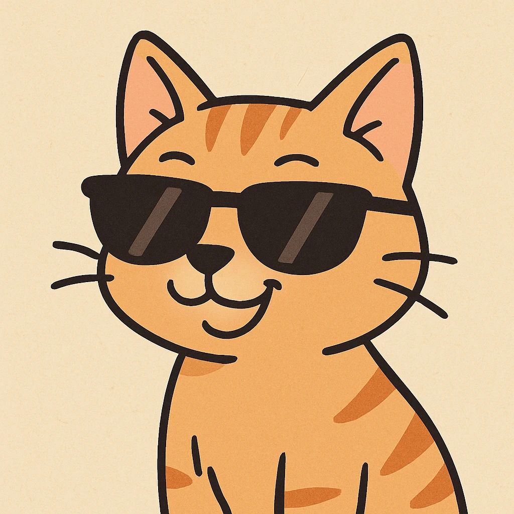 cool cat with sunglasses, cartoon style, playful expression emoji