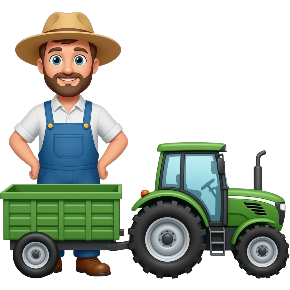 The cartoon farmer's tractor loong cart emoji