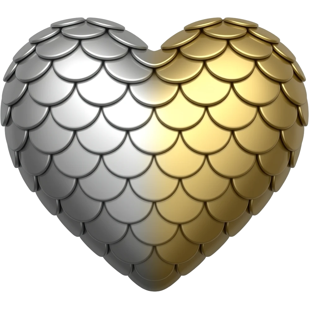 gold and silver scales dragonscale heart emoji