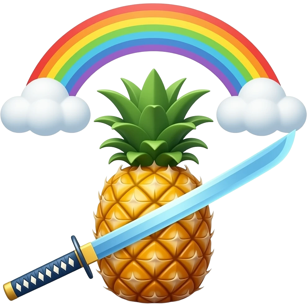 A pineapple eating manganata nag insta katana blue casting rainbow skies emoji