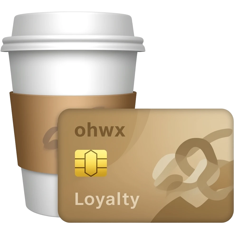 Coffee takeaway emoji with loyalty card emoji